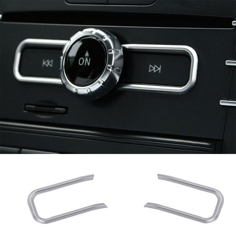 Console CD Switch Control Trim Cover 2PCS For Benz GLA CLA 2013-2019 ABS Silver