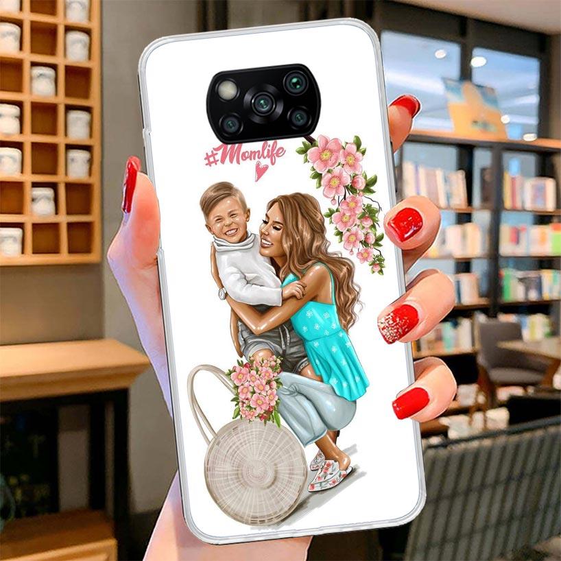 Mom Baby Girls Cover Phone Case For Xiaomi Poco F7 Ultra X7 X6 X5 Pro M7 Redmi 15C 15 13C 13 12C 12 10C 10 9A 9C 9T 9 Shell Poco
