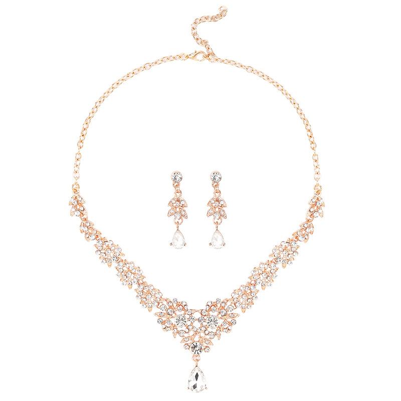Conjunto de collar y pendientes de novia 2026, joyería nupcial, accesorios para vestido de circonita
