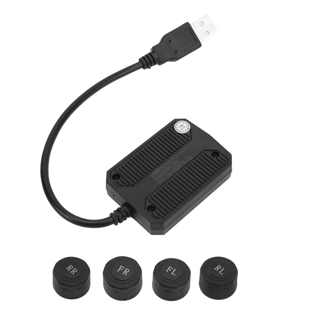 Tire Pressure Monitoring System with Wireless 4 Internal External Sensor for Android Navigation USB Interface Universal