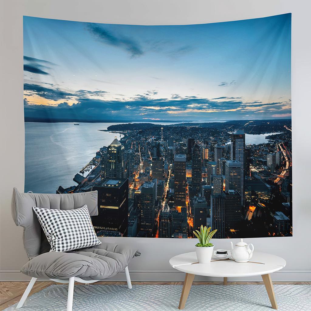 San Francisco Bay Bridge Tapestry City Night View Tapestry Landscape Tapestry Home Living Room Bedroom Wall Art Tapestries