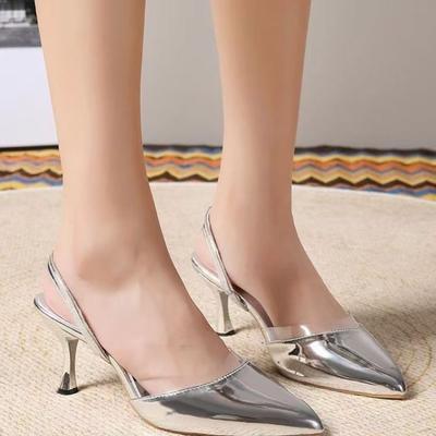Frühling Neue Baotou Sandalen für Damen Mode Spitz Flachmund Wort mit Rutschfest Verschleißfesten Hohen Absätzen