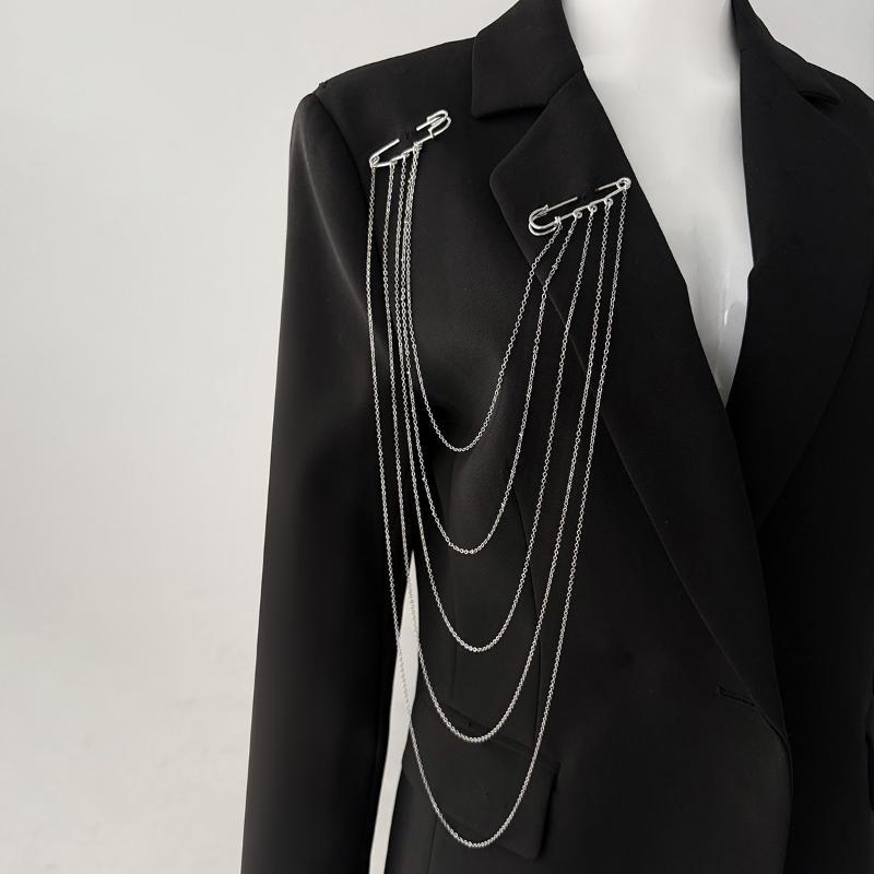 Creative Multi-Layer Bead Chain Brooch With Clear Crystal Beads Multi Chains Multi Functional Fashion Clothing Pin Jewelry