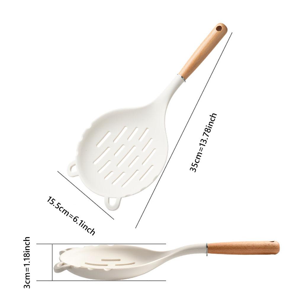 1Pcs Long Silicone Colander Non-Stick Cooking Strainer Heat Resistant Filter Spoon Mesh Skimmer Oil Mesh Colander Kitchen Tool