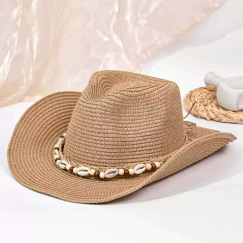 

Летняя джазовая шляпа Полая соломенная шляпа Солнцезащитная шляпа Вестерн ковбойская шляпа average size