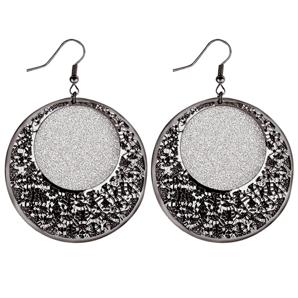 

Geometric Round Circle Hollow Dangle Drop Hook Ear Stud Earrings Women Jewelry чорний