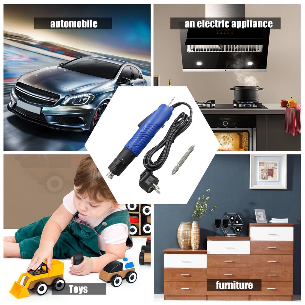 AC 220V Electric Screwdriver Handheld Corded Electric Screw Driver Adjustable Torque 1/4-in Screw Bit Diameter Repair Tool