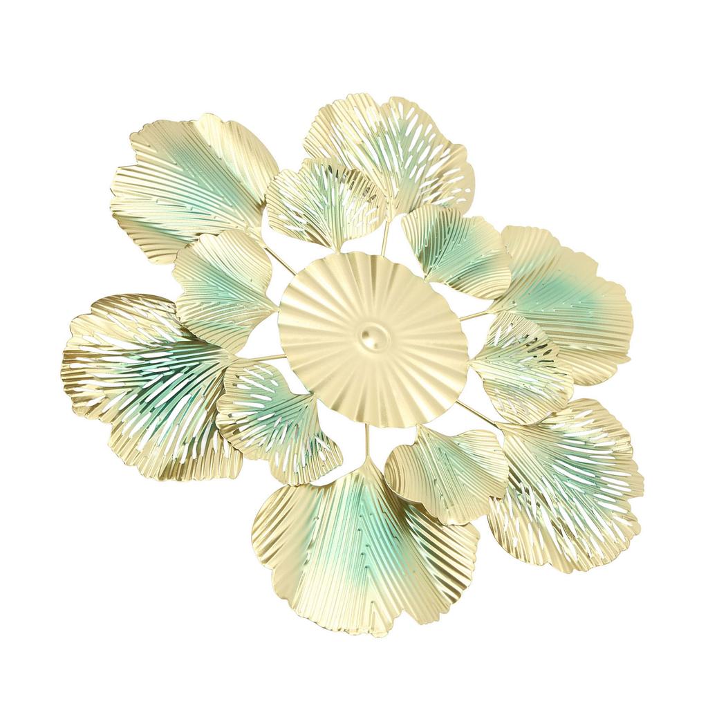 Nordic Luxury Wall Decoration Apricot Leaf Flower Mirror Wall Pendant Iron Art Porch Decoration