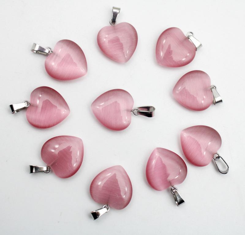 20MM Herzförmiger Naturstein Anhänger: Achat, Rosenquarz, Aquamarin, Pfirsichherz Schmuck