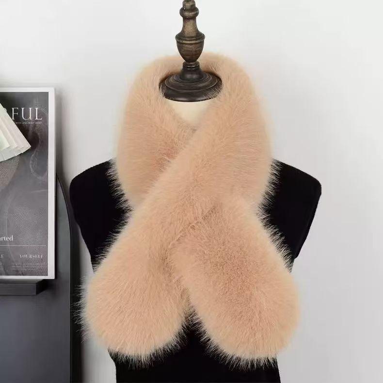 New Autumn Winter Women's Faux Fox Fur Double-sided Scarf - Stylish Versatile Thickened and Warm