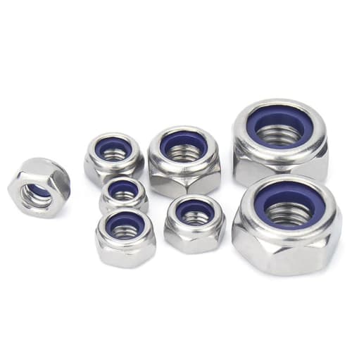 Pack of 20 M3-M10 Hex Lock Nuts with Flat Washers, 304 Stainless Steel, Nylon Lock Nuts, Nylon Insert Nuts, Threaded Nuts, Flat Washers (M6)