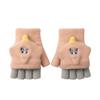 Cartoon baby elephant half-finger flip knitted dew finger kindergarten thickened cold-proof writing winter girls' gloves to keep warm