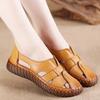 Plus Size 35-43 Summer Retro Women Hole Leather Sandals High Heels Breathable Wear-resistant Sandals