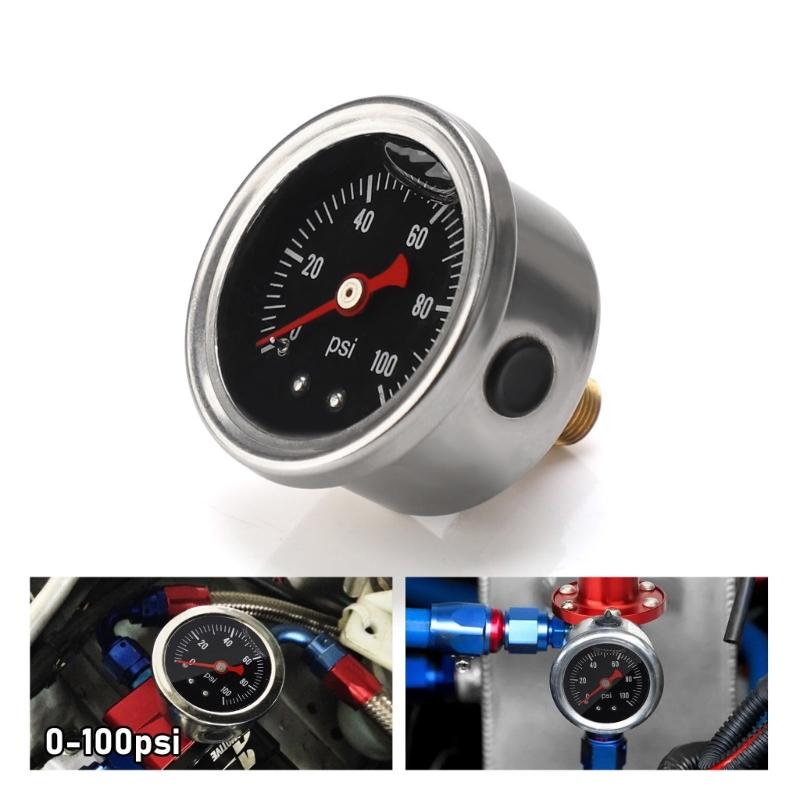 Heavy Type Iron Fuel Pressure Meter 1/8 Inch Size 0 100 Range Easy Installation For Vehicle Diagnostic Testing