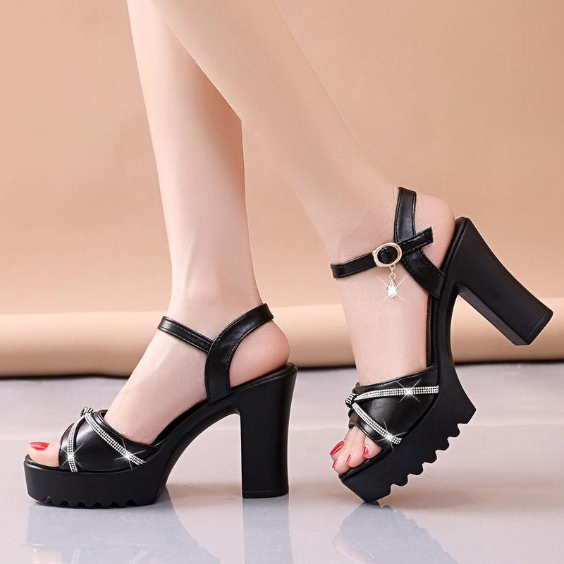 Fashion Super-high Heel Rhinestones Wedge With Platform Waterproof Ladies Shoes Summer 2025 Offers Original Comfortable Women's Sandals