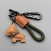 PU Leather Dog Shaped Plush Keychain Key Holder with Metal Clip and Braided Loop Durable Design for Everyday Use and Gift