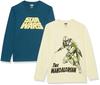 Amazon Essentials 2-Pack Disney Marvel Star Wars Men's Long Sleeve T-Shirts, Navy and Light Yellow, Star Wars Mando, Size L