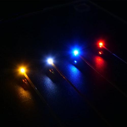 FlexiGlow Pre-Wired Chip LEDs, 10-Pack, SMD 0603 Size, for Model Trains, Miniatures, and Dioramas (Ichiken) (Cool White)
