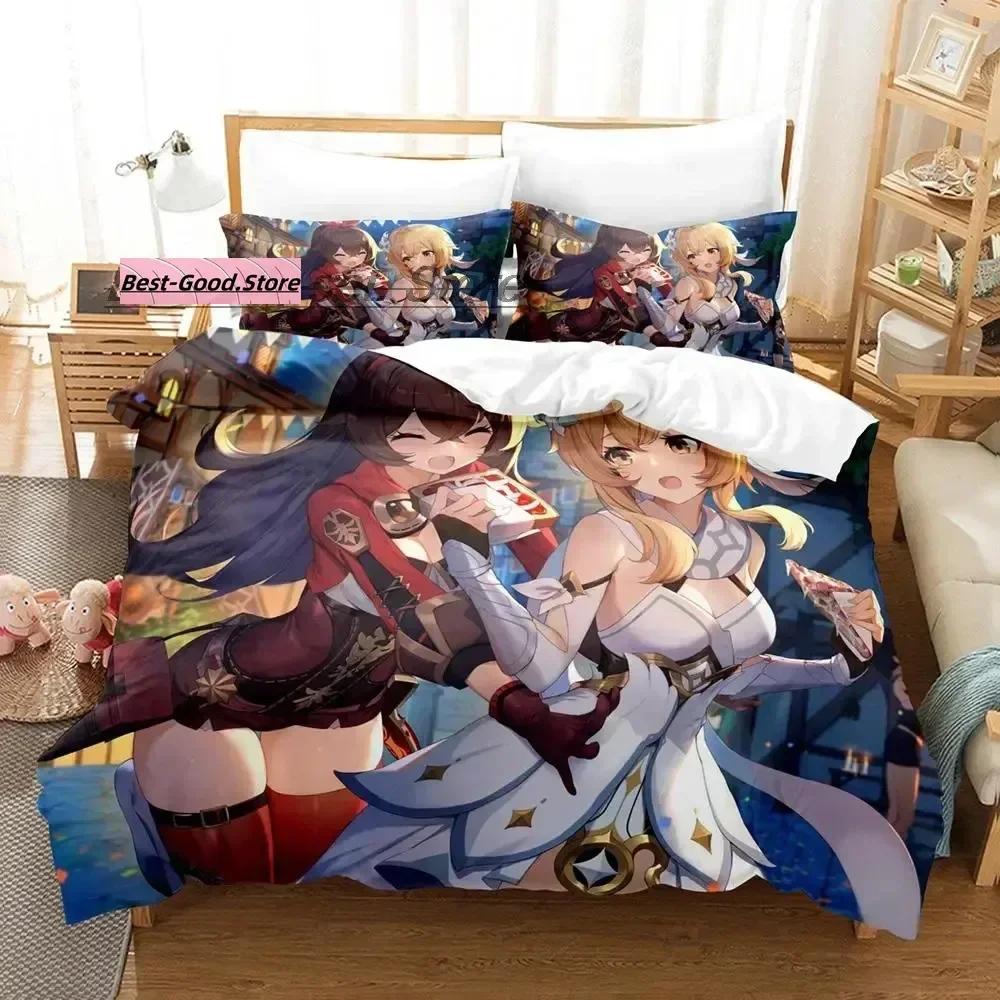 

Genshin Impact Arlecchino Bedding Set Duvet Cover Sheet Printed Pillowcase Bed Full Queen King Size Comforter Bedroom Game Anime 70x133cm 2pcs