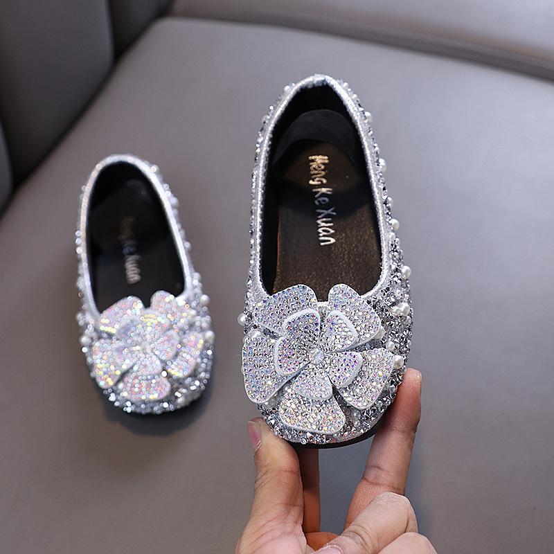 Autumn new style ladylike baby girl children's princess rhinestone single shoes leather shoes dance performance shoes