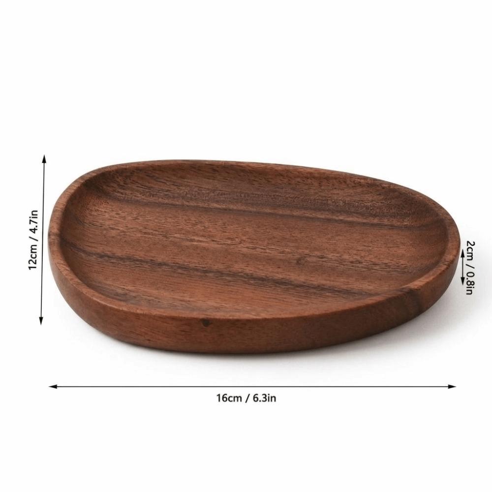 Stevig Hout Houten Dienblad Glad Gepolijst Houttextuur Serveerblad Praktisch Onregelmatige Vorm Voedselplateau Eettafel