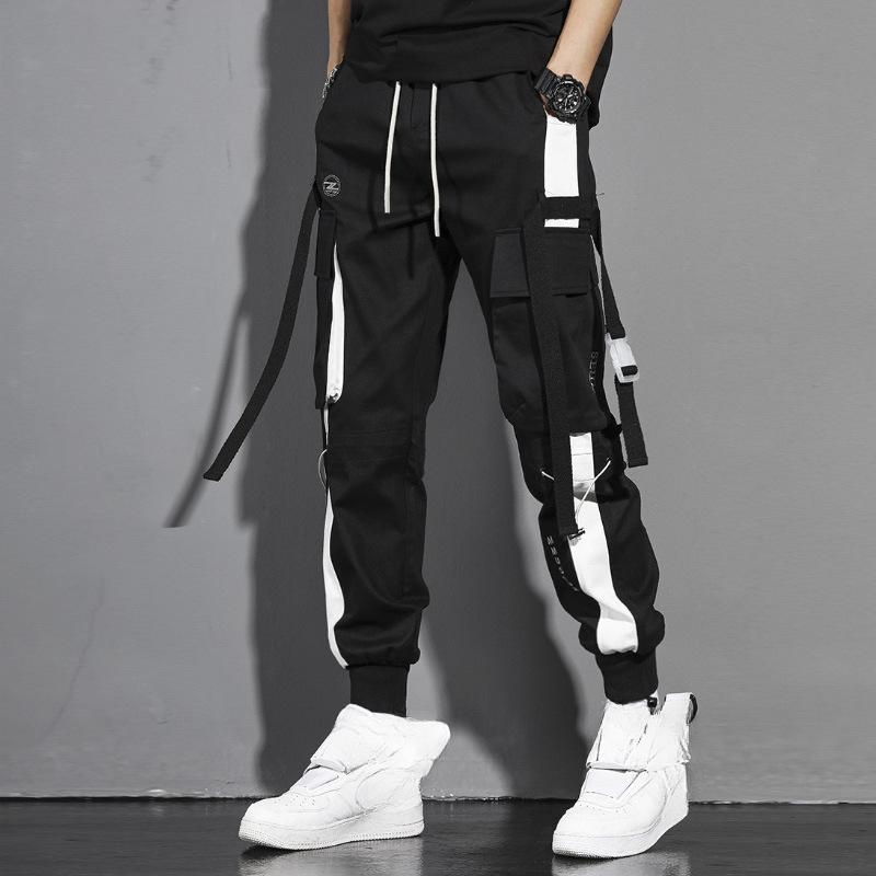 

Overalls Men s Autumn American Personality Streamer Tie Feet Casual Trousers XS білий