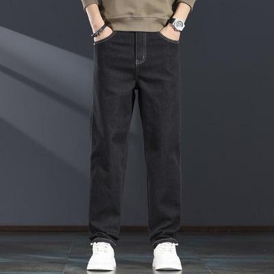 Jie Leinuo Men's Loose Straight-Leg Stretch Jeans