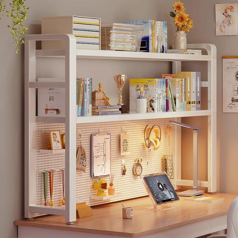 Multi-Layer Desktop Hole Board Storage Rack Stand up Computer Desk Organizer Student Dormitory Bookcase Horizontal Shelf Holder