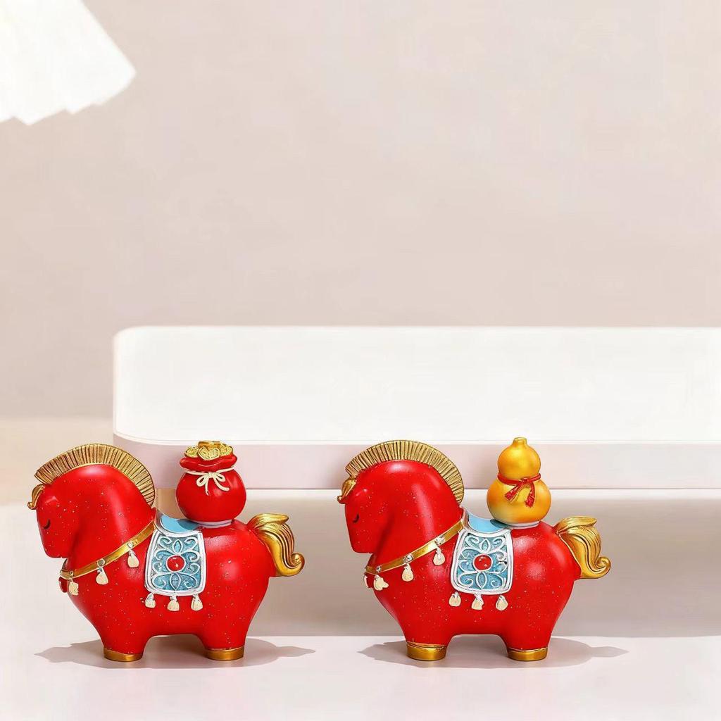 Creative Red Horse Mascot Figurine for Office or Living Room Decoration - Instantly Attracts Wealth