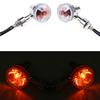 2pcs 12V Universal Chrome Mini Turn Signal Indicator Lights for Honda Kawasaki Cruiser Custom Motorcycle Retro Bullet Amber Blinker Lamp