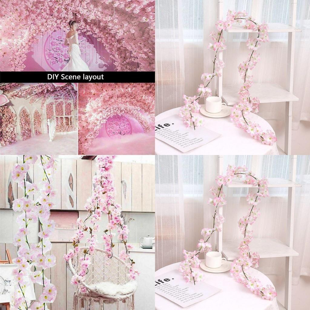 Stunning Pink And White Sakura Fake Flower Garland For Wedding Decorations
