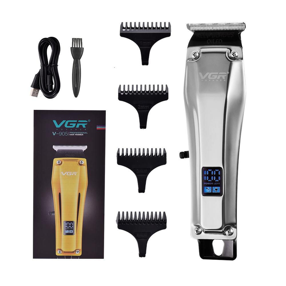 

New VGR V-905 Metal Hair Cutting Machine Electric Oil Head Clipper Hair Clipper Barber Professional Cordless Hair Trimmer for Men with Digital Display серебряный