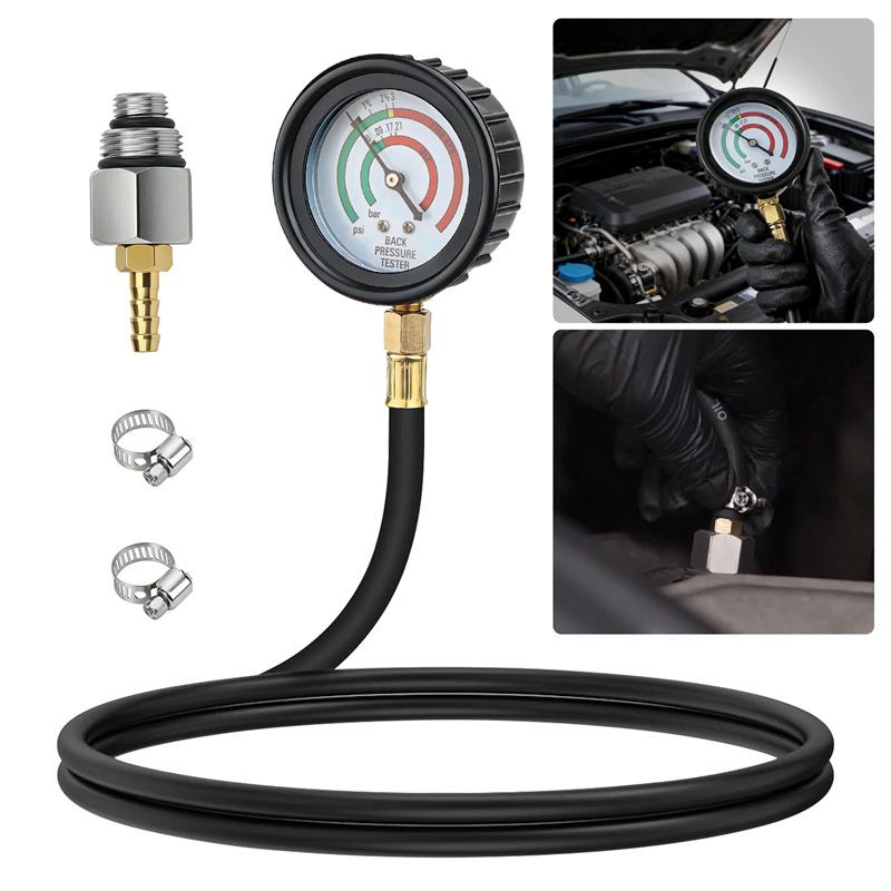 Exhaust Back Pressure Tester Hd Pressure Gauge W/ 3.28 Ft Hose M12 M18 Adapters