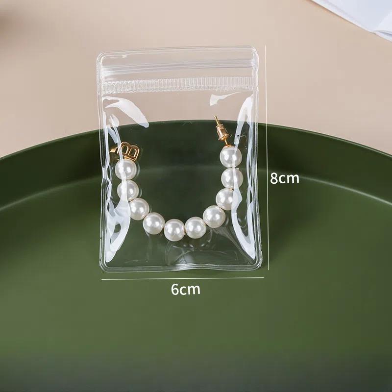 Transparent Jewelry Pouches Clear PVC Jewelry Zip Bag Earring Necklace Dust Display Storage Bag Anti-Oxidation Travel Packaging