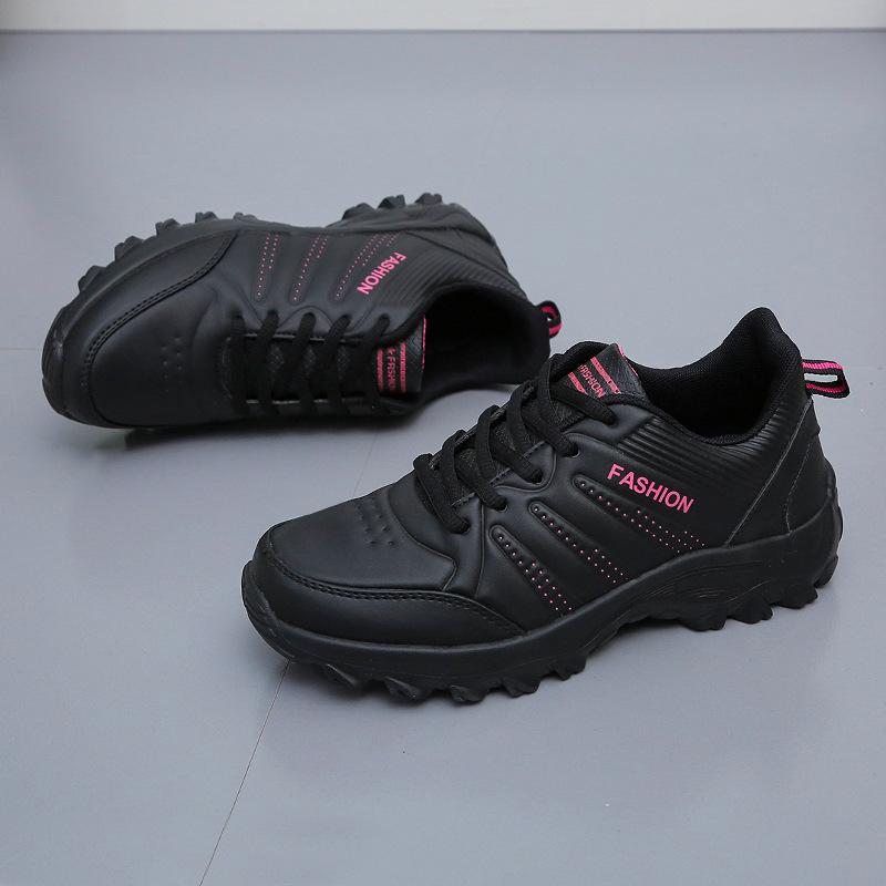 Fashion Sports Women's Shoes 2024 Autumn Winter New Item Leather Surface Anti Slip Waterproof Lightweight Running Casual Shoes Sneakers