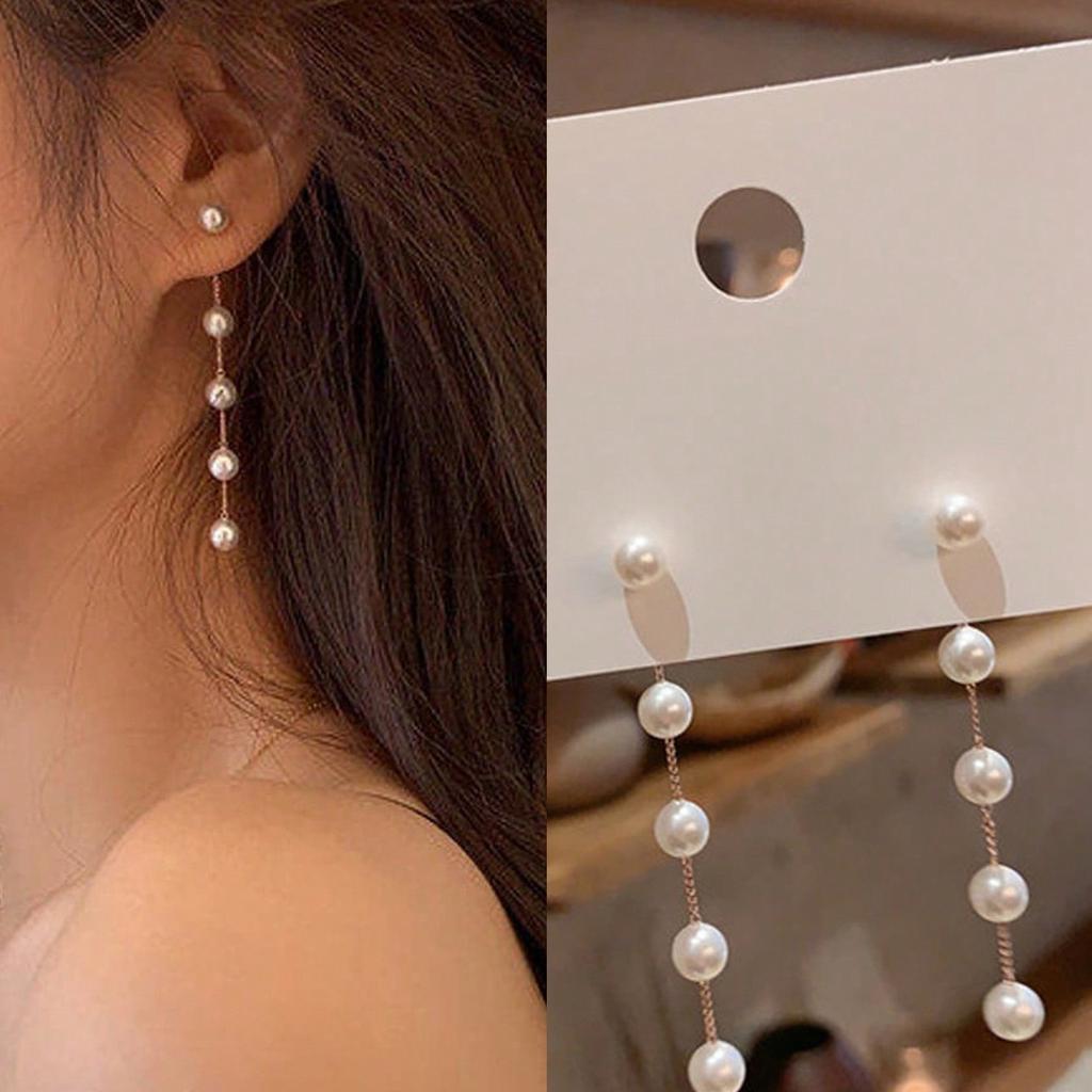 1 Pair, Elegant and Exquisite Tassel Artificial Pearl Decorated Women's Earrings, Daily Party Accessories