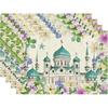 4/6pcs Flowers Castle Stars Ramadan Mubarak Placemats for Party Home Kitchen Dining Table Decorations 12x18 Inch
