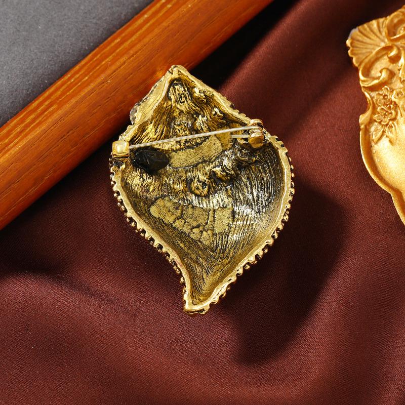 Vintage große Muschel-Broschen für Damen, luxuriöse goldfarbene Tier-Brosche, Anstecknadeln, Mantel-Accessoires