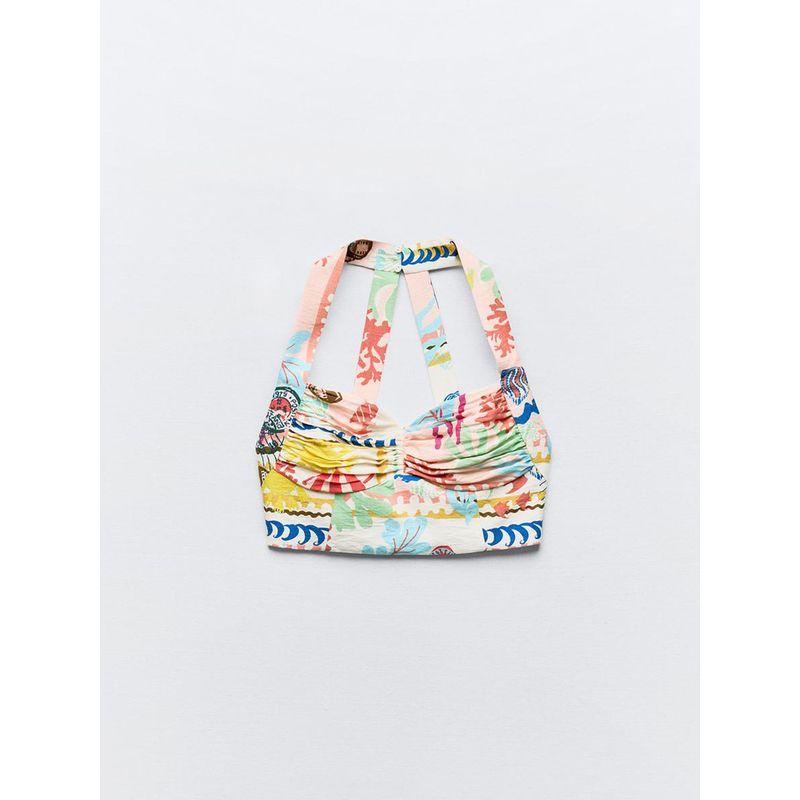 Za2024 Summer New Product Women's Clothes Sling Short Top 8730169 Patchwork Print Cape Skirt 8735169