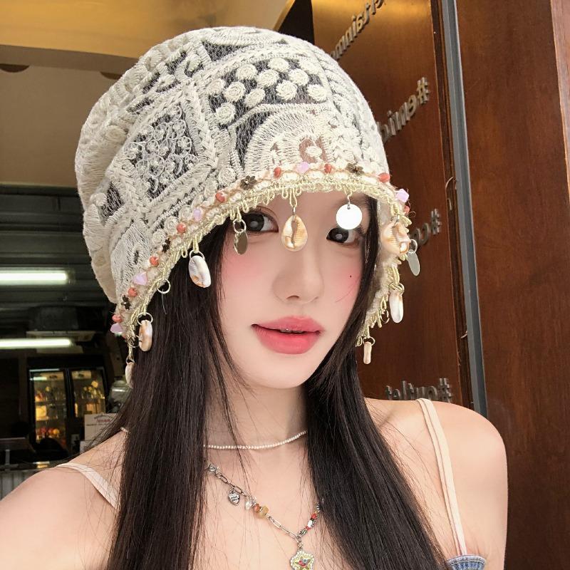 Women S Hand Crochet Hollow Out Beanie Cap Spring Summer Thin Breathable Knit Hat