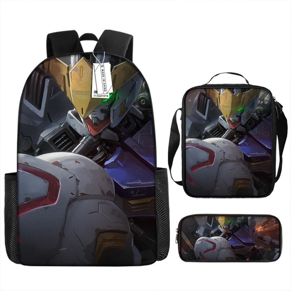 Gundam Backpack 3D Pattern Anime Backpack Student Printed School Bag Three-piece Set