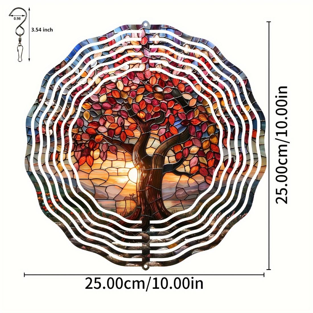 

Подвеска-ветряк Древо Жизни, 10 дюймов, 3D, металл, подвесной садовый декор, не требует питания, уличный колокольчик, хэллоуинский арт для двора с вращающимся крючком, подарок