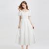Damen Kurzarm A-Linien Midi-Kleid