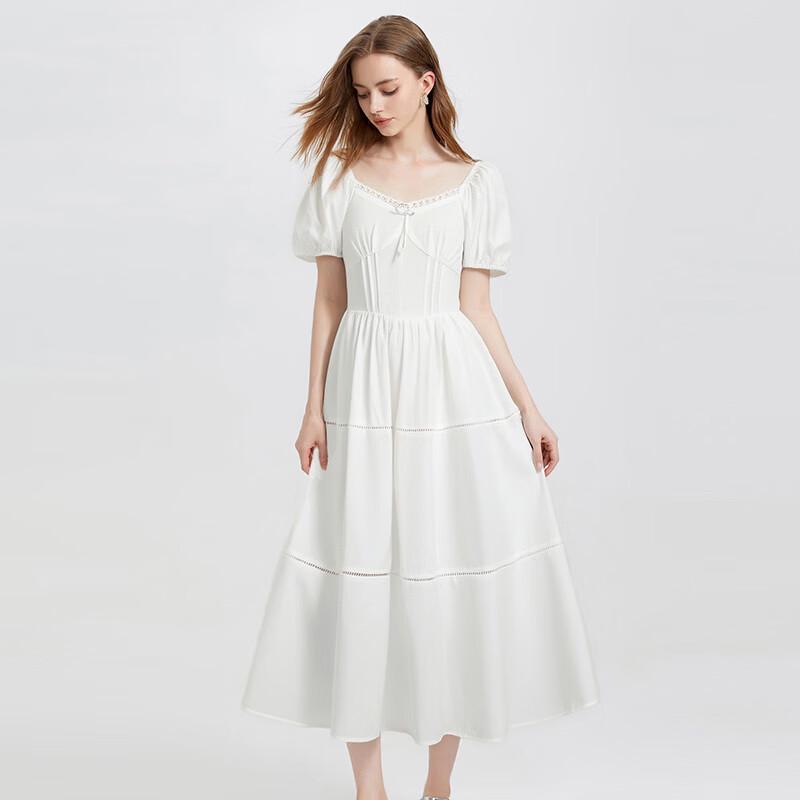 Damen Kurzarm A-Linien Midi-Kleid