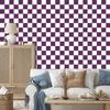 Checkerboard Wallpaper in White, Plum and Purple for Living Room and Bedroom 50x1000