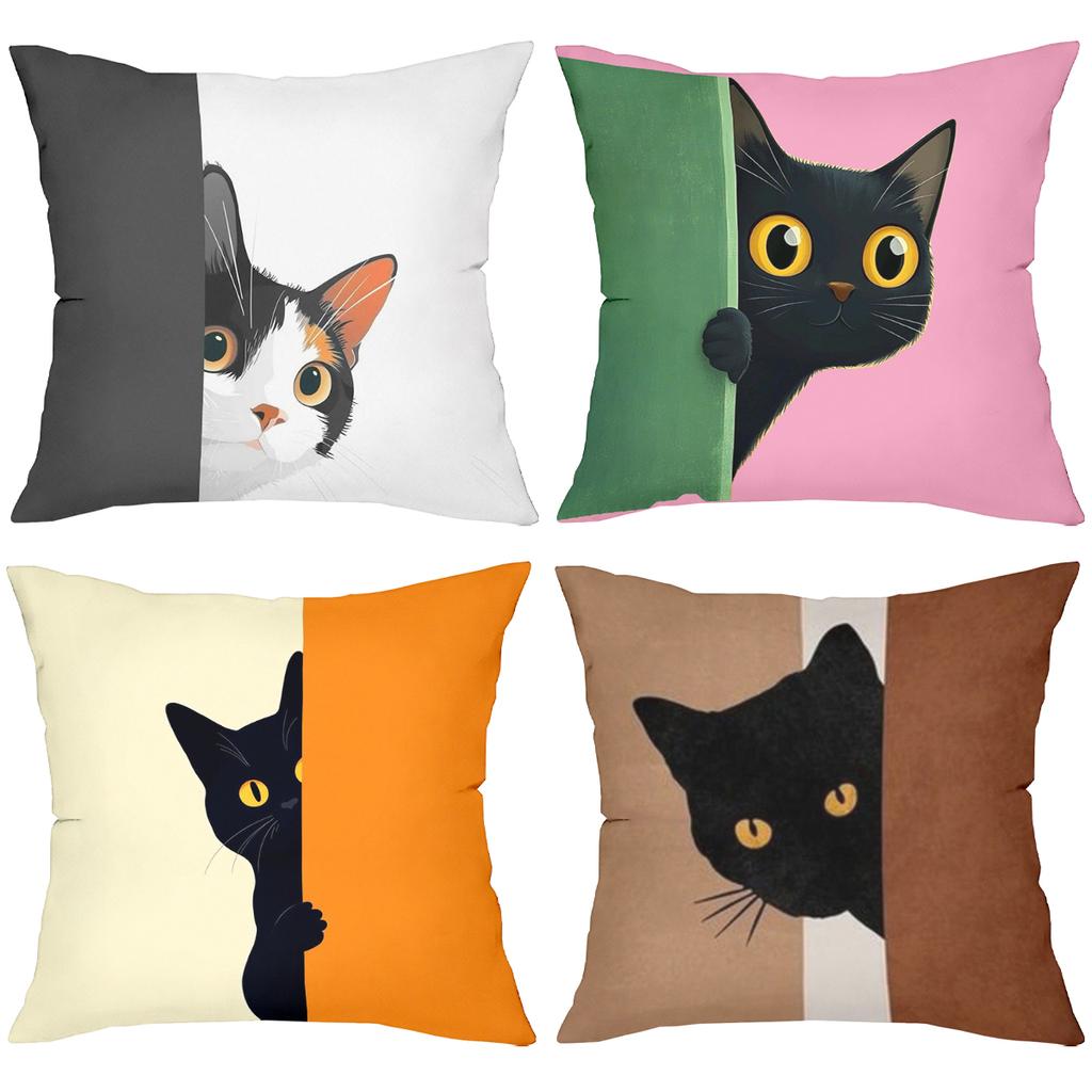 Anime Style Cat Pattern Decorative Cushion Covers Polyester pillowcase, sofa decorative cushion cov Headboard Pillow