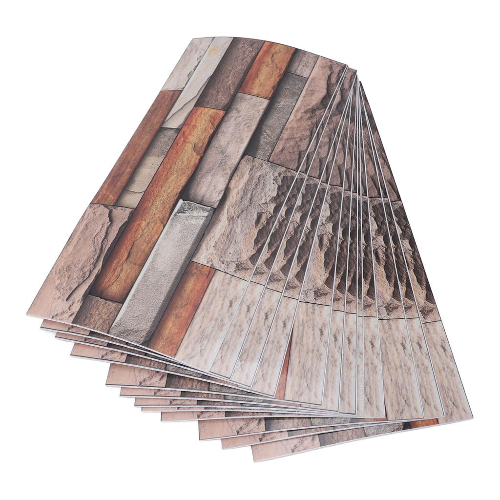 12pcs Tile Wall Sticker Thickened PVC Self Adhesive Waterproof Retro Brick Effect Wall Sticker for