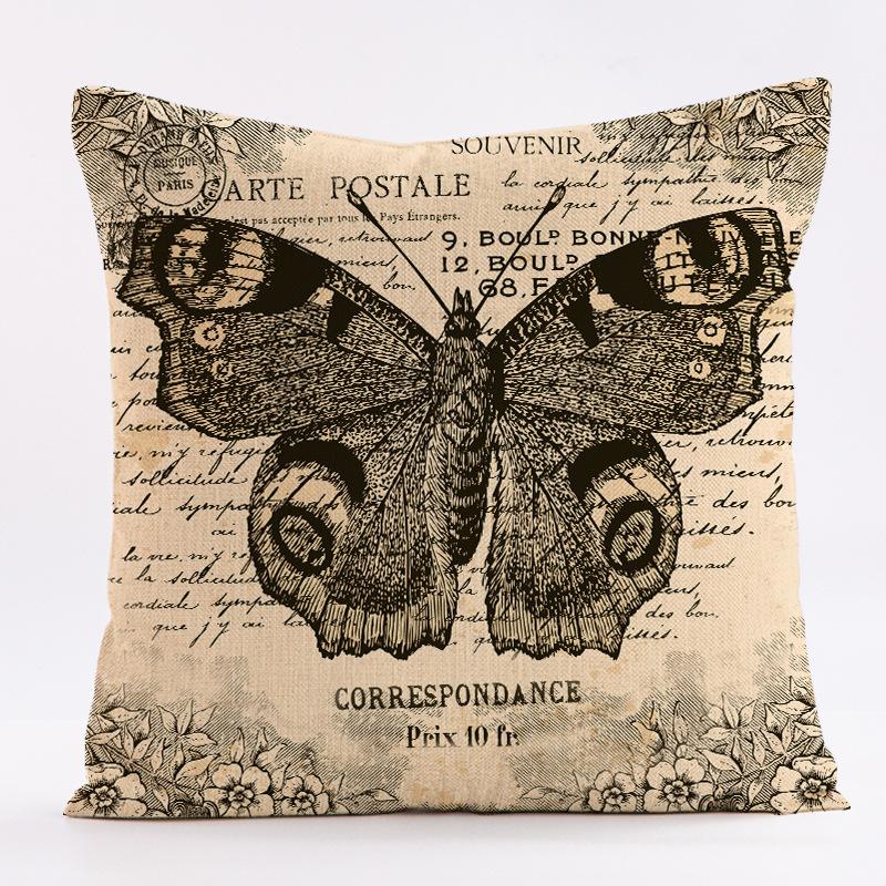 Retro Butterfly Pattern Throw Pillow Cover With Short Plush Print For Living Room Sofa Decoration Cushion Cover Pillow Covers