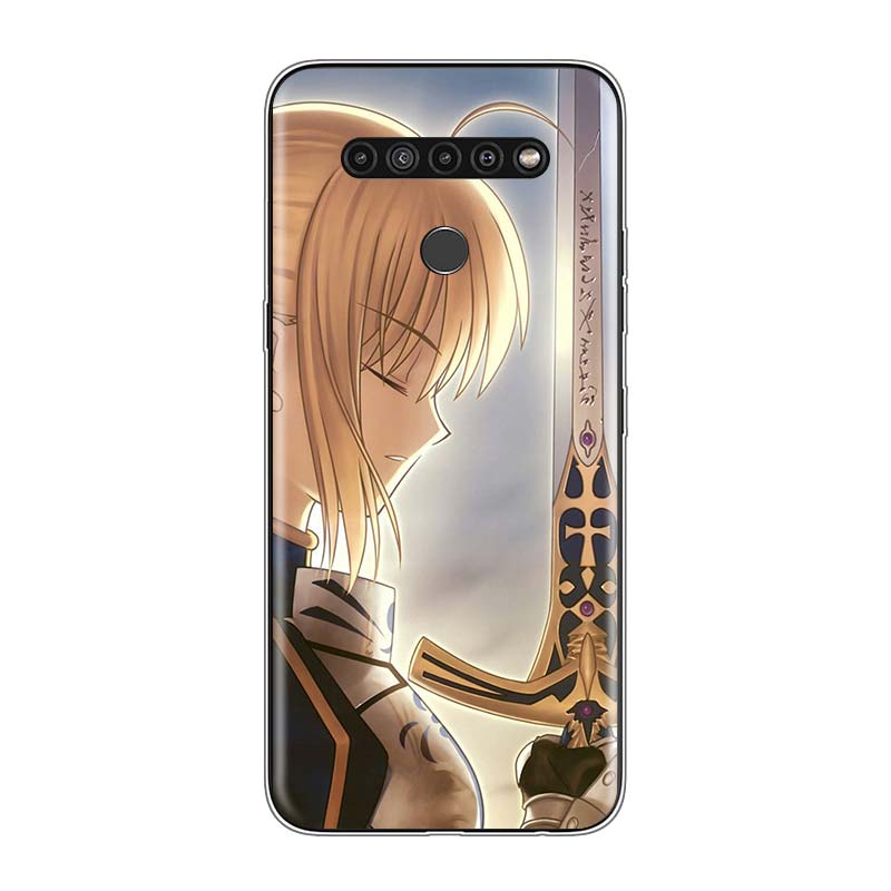 Karikatūra Fate Stay Night Saber priekš LG V60 V50S V50 G8X G8S G8 G7 ThinQ 5G K61 K51S K41S K30 K20 Q60 Q9 mīkstais tālruņa korpuss