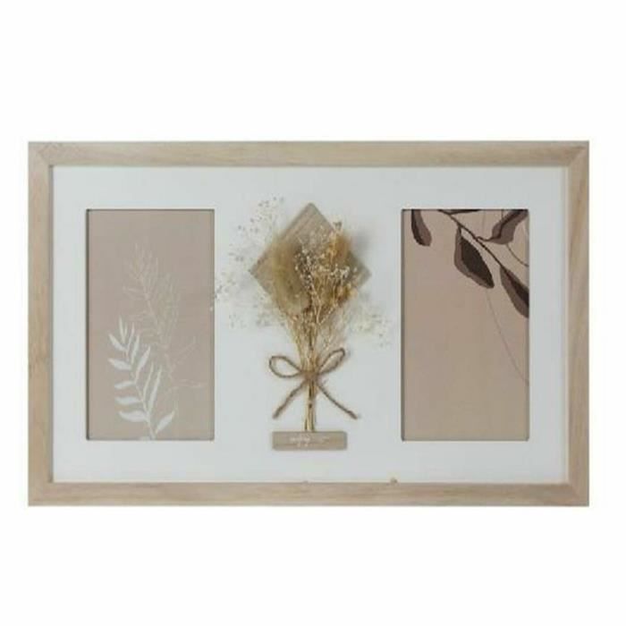 Cadre Photo - 39 X 22 Cm - Verre Naturel - Paulownia - Style Shabby Chic